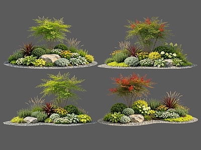 现代主义花境 2D花境植物组合 花卉花镜 花草镜植物组合 花草花丛 地被花灌木球