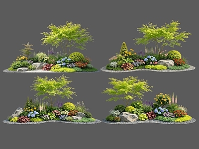 现代主义花境 2D花境植物组合 花卉花镜 花草镜植物组合 花草花丛 地被花灌木球
