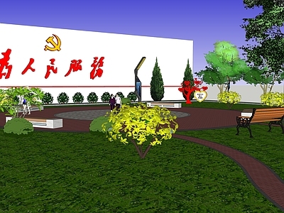 现代主义广场景观 新农村广场 健身器材 树池 座椅