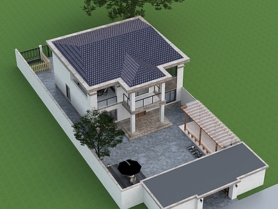 现代别墅外观 新中式别墅带庭院 农村自建房 民宿
