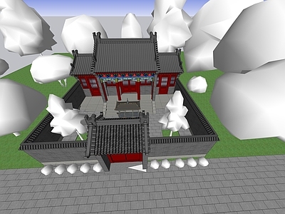 中式古建古建筑 土地庙 关帝庙 古建筑 农村小庙
