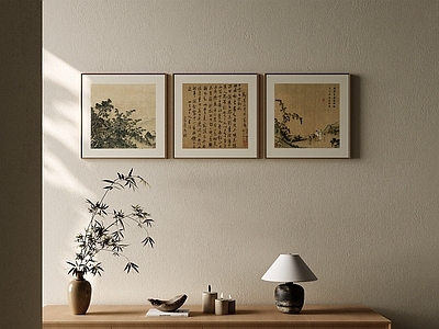 新中式挂画组合 禅意挂画 茶室古风挂画 书房古画挂画 国风山水挂画 古画山水装饰画