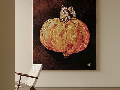 现代简约油画 肌理手绘静物 大地色静物画 中古南瓜油画 小众艺术油画 餐厅艺术挂画