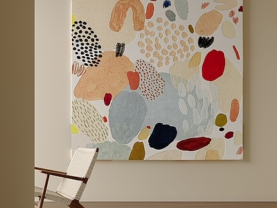 北欧抽象挂画 奶油风抽象油画 莫兰迪色块挂画 侘寂圆点抽象画 手绘色块油画 不规则色块装饰画