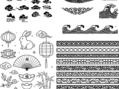 其他图库 花纹 纹理 纹理贴图 线稿 中式
