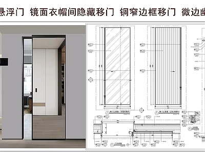 隐形门节点 隐轨悬浮门 镜面衣帽间移门 铜窄边移门 微边幽灵门 门节点
