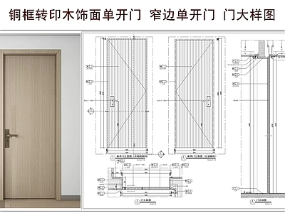 综合门节点 木饰面单开门 窄边门套 室内门 门大样图