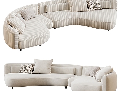奶油风弧形沙发 minotti