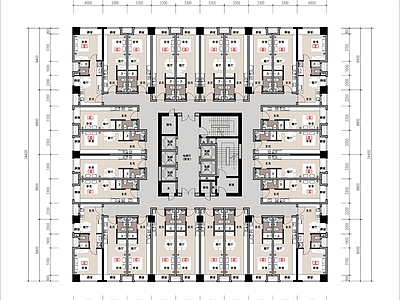 公寓建筑 高层平层公寓 35 45平公寓 方形酒店式公寓