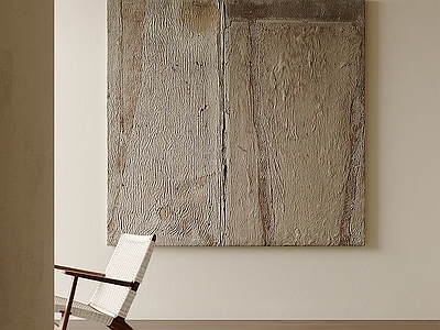 侘寂抽象画 中古侘寂油画 极简肌理方版画 大地素色抽象画 咖灰肌理方形画 浅泥色竖纹挂画