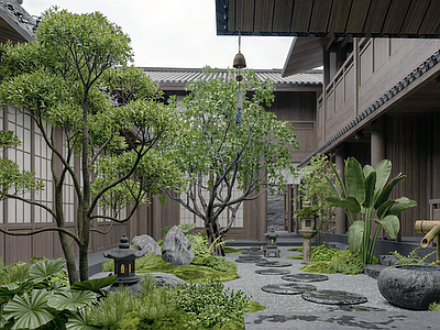 日式别墅庭院 禅意庭院