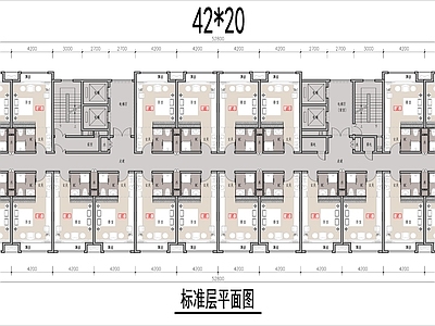 公寓建筑 高层平层公寓 42平平层公寓 高层酒店式公寓