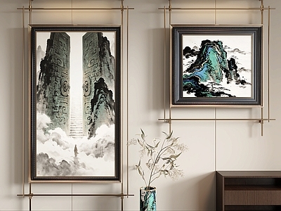 新中式挂画组合 新中式装饰画 新中式挂画 新中式山水画