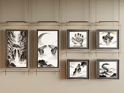 新中式挂画组合 新中式装饰画 新中式挂画 新中式挂画组合