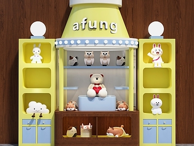 现代玩具礼品店 潮玩店货架 毛绒店设 毛绒店装饰柜 潮玩公仔柜