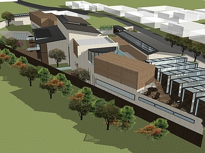 新中式民宿建筑 新中式民宿 现代书店