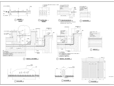 其他类型图纸 庭院排水沟施工图 庭院花池详图 下沉式绿地结构图 雨水花园结构图 麻石铺装详图