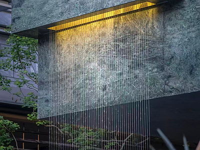 跌水景观 拉线水帘跌水水景