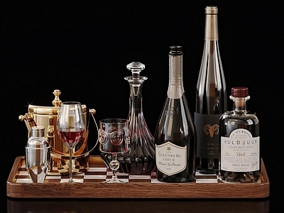 轻奢酒具 轻奢酒水食物 意式轻奢酒水酒瓶 红酒洋酒