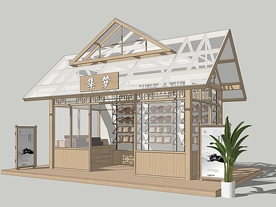 新中式其他商业建筑 新中式木屋 装配式建筑 快闪店 文创展台 文旅建筑