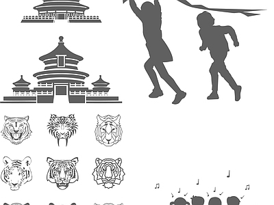 其他图库 剪影 贴图 线稿 花纹 中式