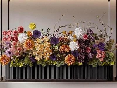 现代植物组合 现代花境 花艺吊篮 花艺吊饰 花池花箱
