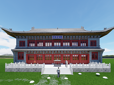 中式古建寺庙建筑 大雄宝殿 古建筑 寺庙建筑