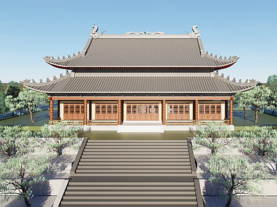 中式古建古建筑 中式佛教寺庙建筑