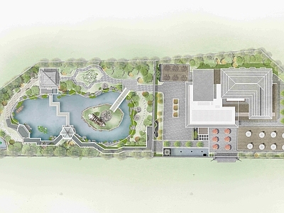 新中式景观别墅庭院 新中式庭院景观 康养民宿景观 中式园林庭院景观 中式酒店景观 养老民宿景观