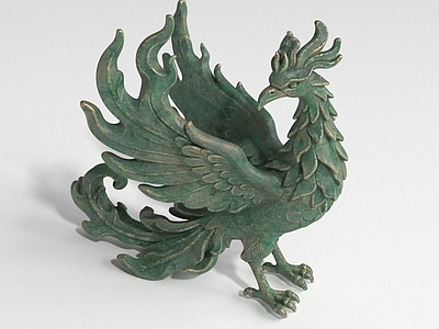 中式雕塑摆件 三星堆火焰鸟 火烈鸟 凤凰 神鸟 朱雀