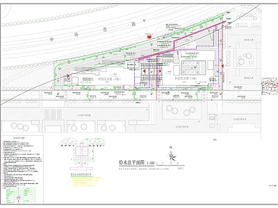 其他类型图纸 实训楼给排水总图 教学楼给排水总图 给排水总平面图