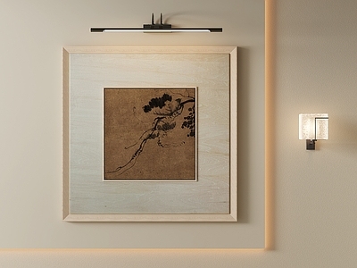 新中式挂画 侘寂古意装饰画 客厅新中式框画 原木框国画挂画 民宿禅意挂画 宋式小品装饰画