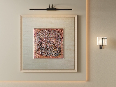现代简约挂画 中古方形挂画 客厅抽象油画 肌理点点挂画 碎点肌理抽象画 原木框抽象画