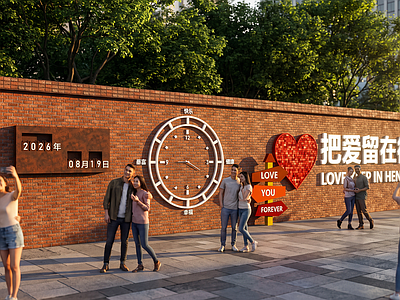 打卡墙 打卡墙 网红打卡 文化墙 街角公园 红砖墙