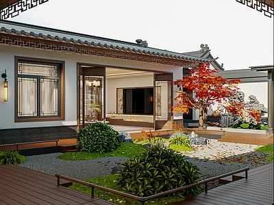 新中式庭院 景观庭院 花园