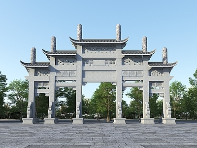 中式古建牌楼牌坊 牌坊