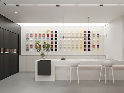 极简材料展厅 现代建材专卖店 装修色板墙