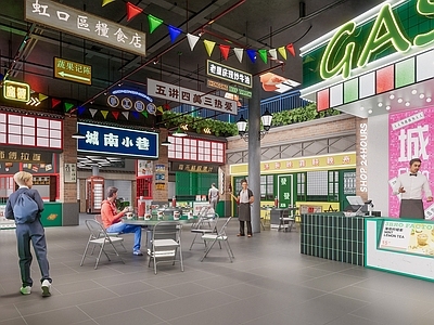 复古美食城 农贸市场 菜市场 供销社 餐饮店