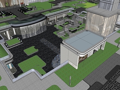 现代主义小区景观 轻奢示范区景观 中庭水院 海派住宅景观