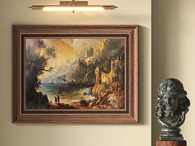 美式办公室挂画 油画
