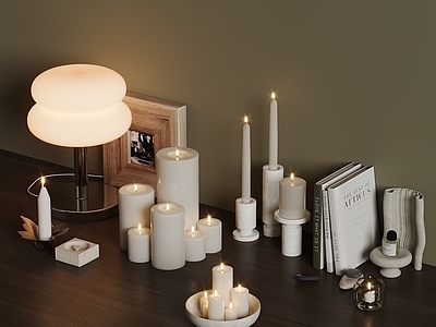 奶油风蜡烛烛台 台灯 书本书籍 蜡烛烛台 挂画 香薰