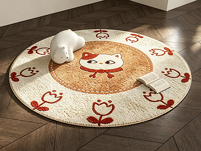 北欧圆形地毯 复古儿童圆形地毯