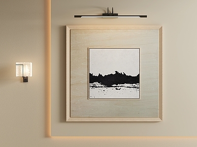 原木风挂画 新中式黑白挂画 禅意黑白肌理画 书房极简肌理画 中古抽象挂画 原木框抽象油画