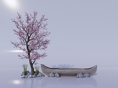 禅意其他景观小品 现代 船 樱花树美陈 景观小品