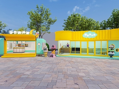 孟菲斯主题快闪 冰激凌店 小店 移动餐车