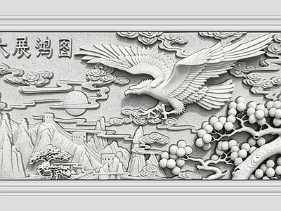 中式浮雕 中式 浮雕 山水画 大展宏图 画