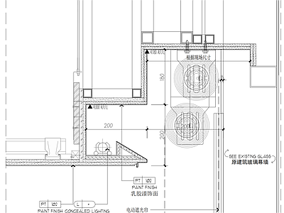 吊顶节点 电动遮光帘节点 电动遮光帘大样图 双机电动帘节点