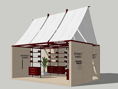 现代简约风格建筑 快闪店 临时建筑 集市 钢结构建筑 装配式建筑