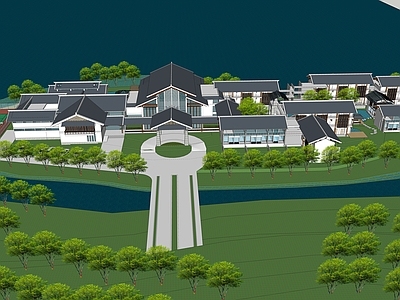 新中式景观酒店建筑