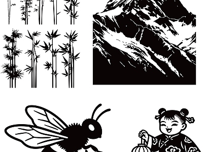 其他图库 花纹 剪影 贴图 线稿 中式